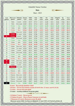 Azərbaycanda Ramazan ayı nə vaxtdan başlayır? - TƏQVİM