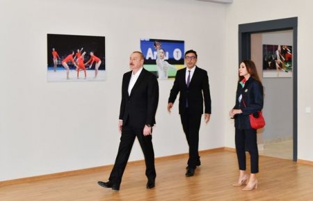 İlham Əliyev və Mehriban Əliyeva Neftçala Olimpiya İdman Kompleksinin açılışında - YENİLƏNİB + FOTO