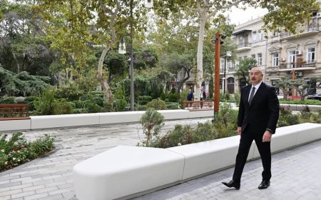 Prezident “Xəqani” bağında və ətraf ərazilərdə aparılmış abadlıq və yenidənqurma işlərindən sonra yaradılan şəraitlə tanış olub 