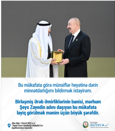 Prezident İlham Əliyev paylaşım etdi